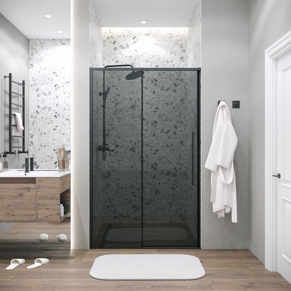 Душевая дверь Grossman Galaxy 110 см 100.K33.01.110.21.10, чёрный матовый/тонированное - 4 Душевая дверь Grossman Galaxy 110 см 100.K33.01.110.21.10, чёрный матовый/тонированное фото 4