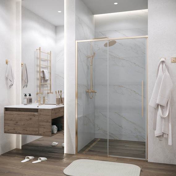 Душевая дверь Grossman Galaxy 110 см 100.K33.01.110.32.00, золото сатин/прозрачное фото 4