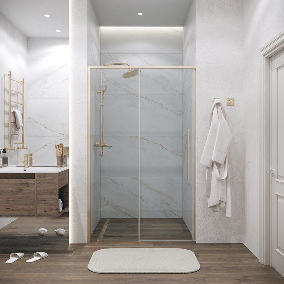 Душевая дверь Grossman Galaxy 110 см 100.K33.01.110.32.00, золото сатин/прозрачное фото 5