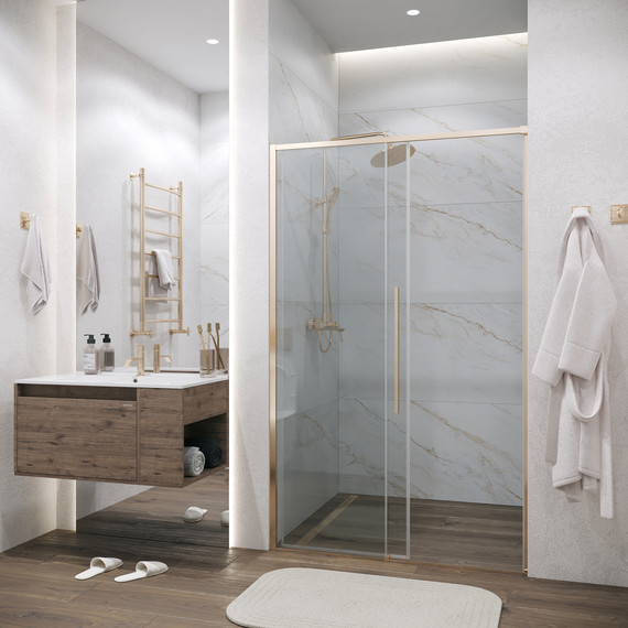 Душевая дверь Grossman Galaxy 140 см 100.K33.01.140.32.00, золото сатин/прозрачное - 6 Душевая дверь Grossman Galaxy 140 см 100.K33.01.140.32.00, золото сатин/прозрачное фото 6