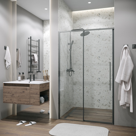 Душевая дверь Grossman Galaxy 100 см 100.K33.01.100.42.00, графит сатин/прозрачное фото 4