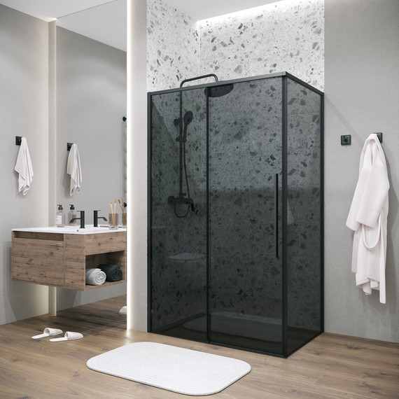 Душевое ограждение Grossman Galaxy 130x70 см 120.K33.01.1370.21.10, чёрный матовый/тонированное фото 