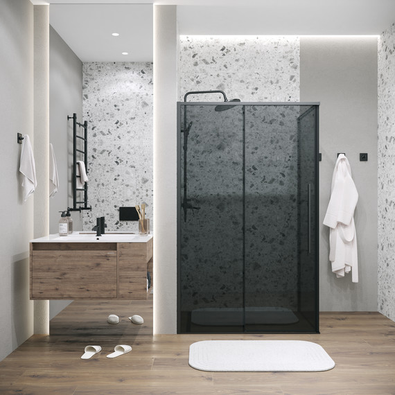 Душевое ограждение Grossman Galaxy 140x80 см 120.K33.01.1480.21.10, чёрный матовый/тонированное фото 3