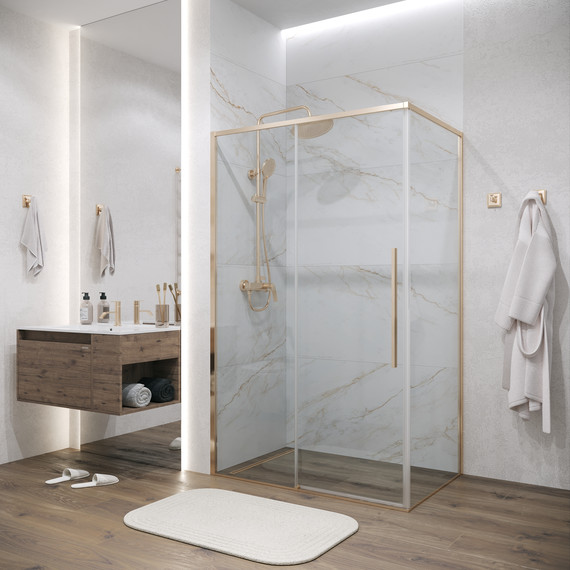 Душевое ограждение Grossman Galaxy 130x80 см 120.K33.01.1380.32.00, золото сатин/прозрачное фото 