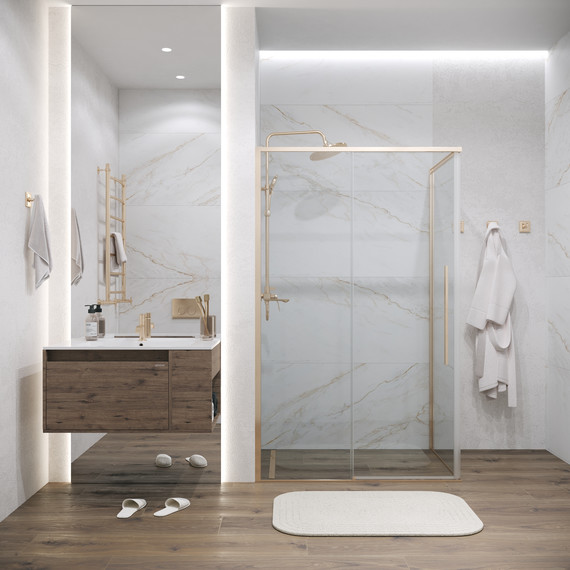 Душевое ограждение Grossman Galaxy 110x90 см 120.K33.01.1190.32.00, золото сатин/прозрачное фото 3