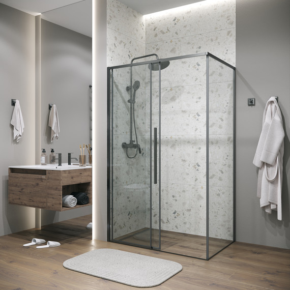 Душевое ограждение Grossman Galaxy 140x90 см 120.K33.01.1490.42.00, графит сатин/прозрачное фото 4