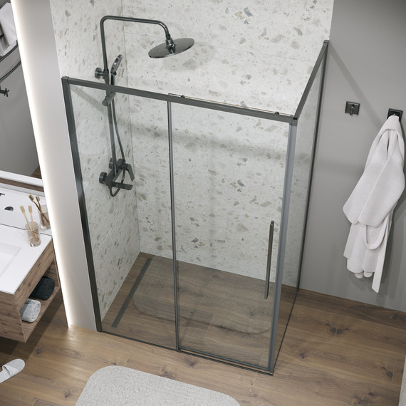 Душевое ограждение Grossman Galaxy 100x80 см 120.K33.01.1080.42.00, графит сатин/прозрачное фото 5