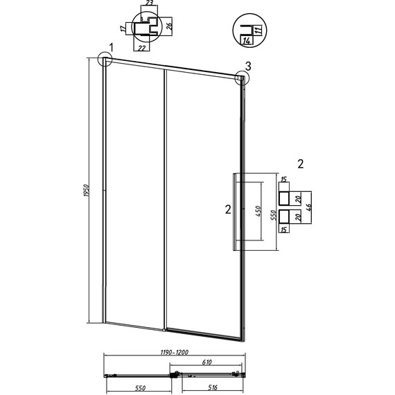 Душевая дверь Grossman Galaxy 120 см 100.K33.01.120.42.00, графит сатин/прозрачное фото 11