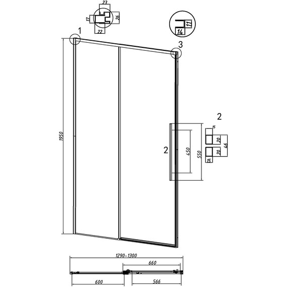 Душевая дверь Grossman Galaxy 130 см 100.K33.01.130.21.02, чёрный матовый/шиншилла - 11 Душевая дверь Grossman Galaxy 130 см 100.K33.01.130.21.02, чёрный матовый/шиншилла фото 11