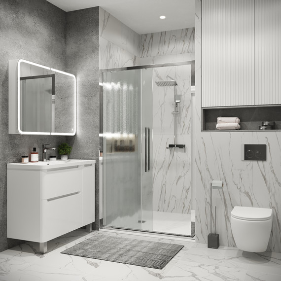 Душевая дверь Grossman Cosmo 100 см 100.K33.02.100.10.02, хром/шиншилла - 6 Душевая дверь Grossman Cosmo 100 см 100.K33.02.100.10.02, хром/шиншилла фото 6