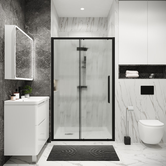 Душевая дверь Grossman Cosmo 100 см 100.K33.02.100.21.02, чёрный матовый/шиншилла - 6 Душевая дверь Grossman Cosmo 100 см 100.K33.02.100.21.02, чёрный матовый/шиншилла фото 6