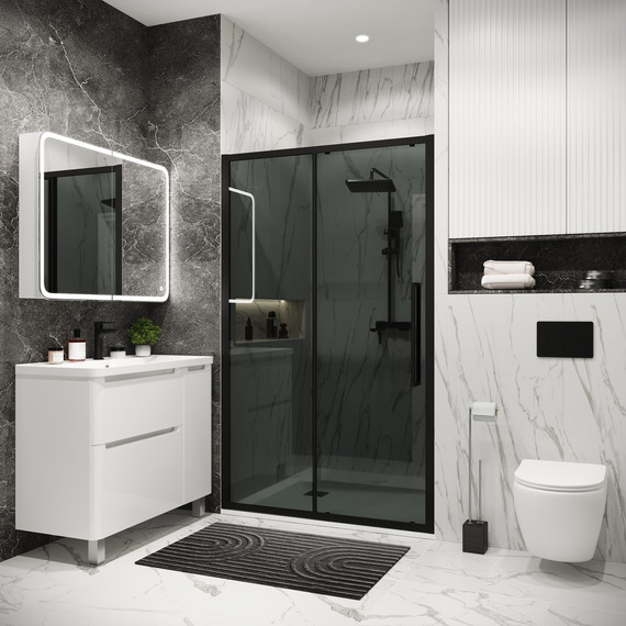 Душевая дверь Grossman Cosmo 100 см 100.K33.02.100.21.10, чёрный матовый/тонированное - 4 Душевая дверь Grossman Cosmo 100 см 100.K33.02.100.21.10, чёрный матовый/тонированное фото 4