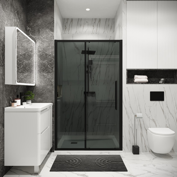 Душевая дверь Grossman Cosmo 100 см 100.K33.02.100.21.10, чёрный матовый/тонированное - 5 Душевая дверь Grossman Cosmo 100 см 100.K33.02.100.21.10, чёрный матовый/тонированное фото 5