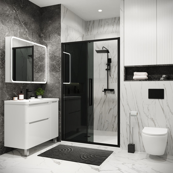 Душевая дверь Grossman Cosmo 100 см 100.K33.02.100.21.10, чёрный матовый/тонированное - 6 Душевая дверь Grossman Cosmo 100 см 100.K33.02.100.21.10, чёрный матовый/тонированное фото 6