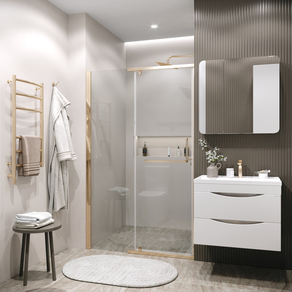 Душевая дверь Grossman Pragma 100 см 100.K33.03.100.32.00, золото сатин/прозрачное фото 4