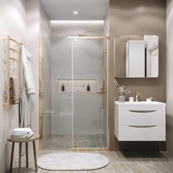 Душевая дверь Grossman Pragma 100 см 100.K33.03.100.32.00, золото сатин/прозрачное фото 5