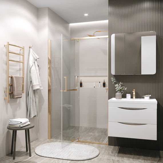 Душевая дверь Grossman Pragma 100 см 100.K33.03.100.32.00, золото сатин/прозрачное фото 6