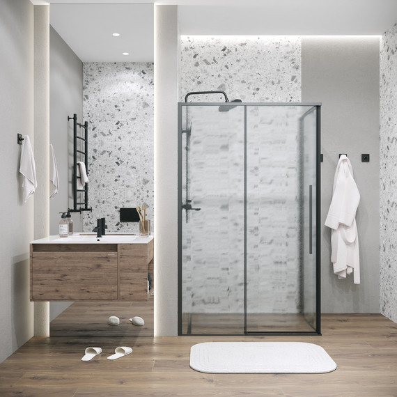 Душевое ограждение Grossman Galaxy 140x80 см 120.K33.01.1480.21.02, чёрный матовый/шиншилла фото 3