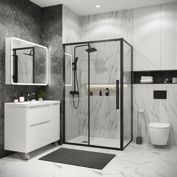 Душевое ограждение Grossman Cosmo 100x80 см 120.K33.02.1080.21.00, чёрный матовый/прозрачное фото 