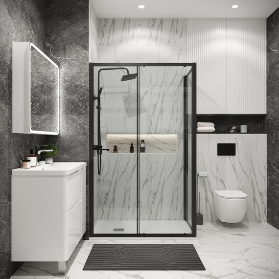 Душевое ограждение Grossman Cosmo 110x80 см 120.K33.02.1180.21.00, чёрный матовый/прозрачное фото 3