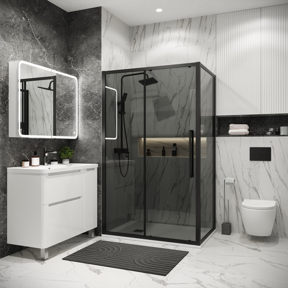 Душевое ограждение Grossman Cosmo 100x80 см 120.K33.02.1080.21.10, чёрный матовый/тонированное фото 