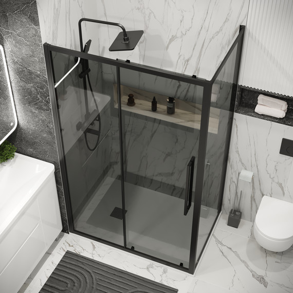 Душевое ограждение Grossman Cosmo 100x80 см 120.K33.02.1080.21.10, чёрный матовый/тонированное фото 4