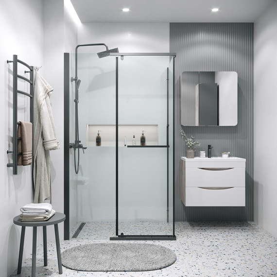 Душевое ограждение Grossman Pragma 110x80 см 120.K33.03.1180.21.00, чёрный матовый/прозрачное фото 3