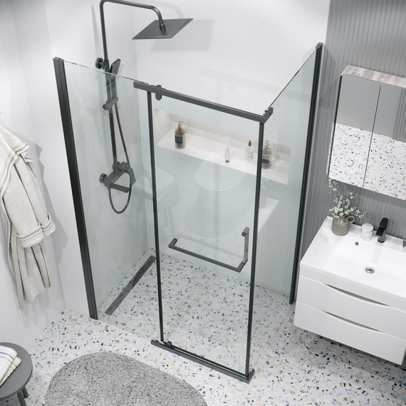 Душевое ограждение Grossman Pragma 110x80 см 120.K33.03.1180.21.00, чёрный матовый/прозрачное фото 4