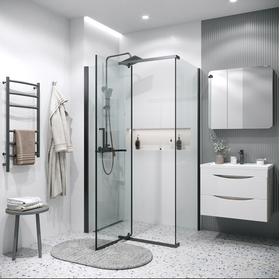 Душевое ограждение Grossman Pragma 110x80 см 120.K33.03.1180.21.00, чёрный матовый/прозрачное фото 5