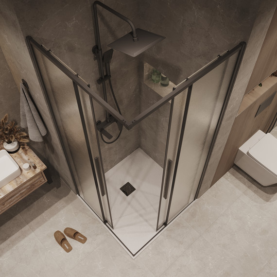 Душевое ограждение Grossman Galaxy 80x80 см 300.K33.01.8080.21.02, чёрный матовый/шиншилла фото 6