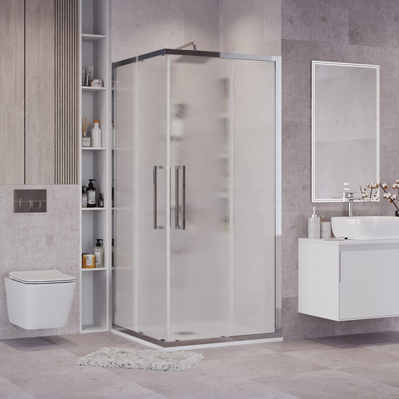 Душевое ограждение Grossman Cosmo 80x80 см 300.K33.02.8080.10.02, хром/шиншилла фото 