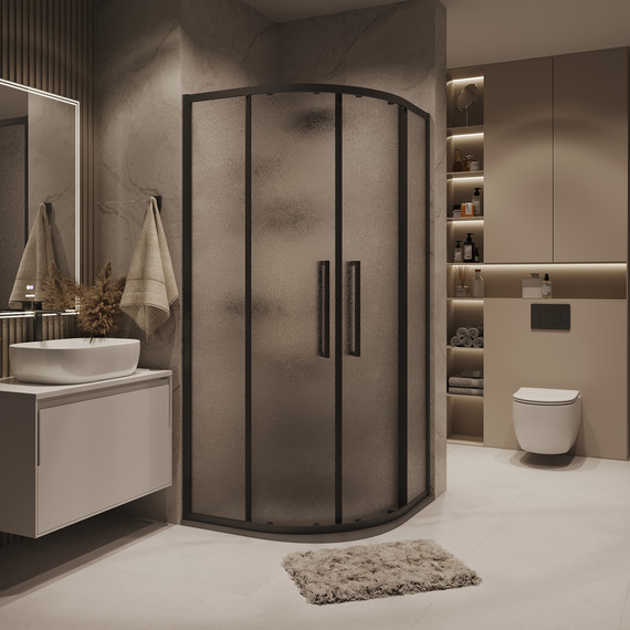 Душевое ограждение Grossman Cosmo 80x80 см 301.K33.02.8080.21.02, чёрный матовый/шиншилла фото 
