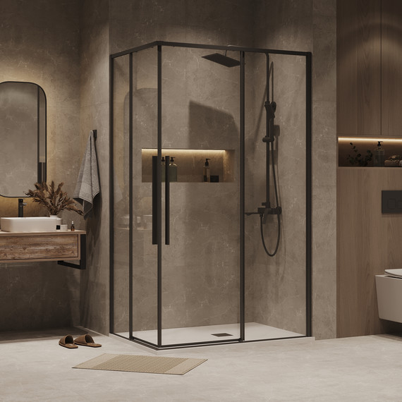Душевое ограждение Grossman Galaxy 110x90 см 300.K33.01.1190.21.00, чёрный матовый/прозрачное фото 