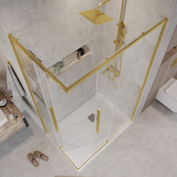 Душевое ограждение Grossman Galaxy 120x80 см 300.K33.01.1280.32.00, золото сатин/прозрачное фото 6