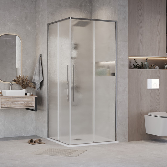 Душевое ограждение Grossman Galaxy 80x80 см 300.K33.01.8080.10.02, хром/шиншилла фото 