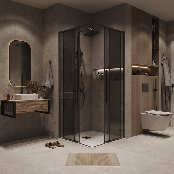 Душевое ограждение Grossman Galaxy 100x100 см 300.K33.01.1010.21.10, чёрный матовый/тонированное фото 4