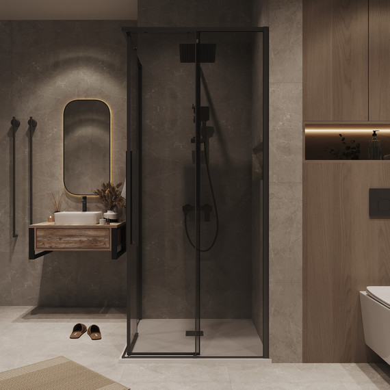 Душевое ограждение Grossman Galaxy 100x100 см 300.K33.01.1010.21.10, чёрный матовый/тонированное фото 5