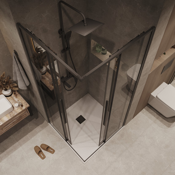 Душевое ограждение Grossman Galaxy 100x100 см 300.K33.01.1010.21.10, чёрный матовый/тонированное фото 6