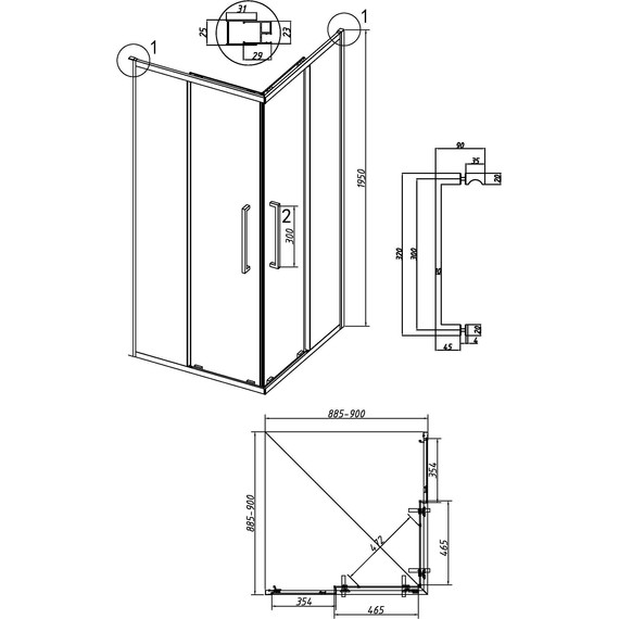Душевое ограждение Grossman Cosmo 90x90 см 300.K33.02.9090.21.02, чёрный матовый/шиншилла фото 3