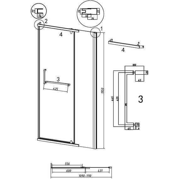 Душевая дверь Grossman Pragma 110 см 100.K33.03.110.42.00, графит сатин/прозрачное - 11 Душевая дверь Grossman Pragma 110 см 100.K33.03.110.42.00, графит сатин/прозрачное фото 11