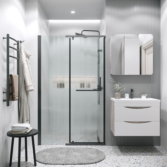 Душевая дверь Grossman Pragma 100 см 100.K33.03.100.21.02, чёрный матовый/шиншилла фото 5