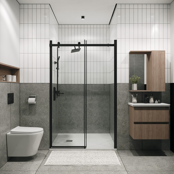 Душевая дверь Grossman Classic 130 см 100.K33.04.130.21.00, чёрный матовый/прозрачное фото 5