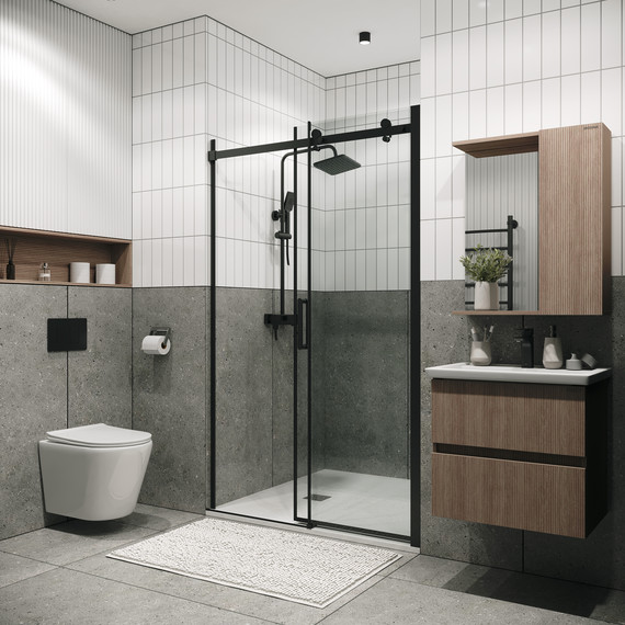 Душевая дверь Grossman Classic 130 см 100.K33.04.130.21.00, чёрный матовый/прозрачное фото 6