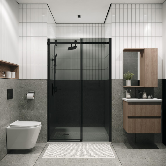 Душевая дверь Grossman Classic 100 см 100.K33.04.100.21.10, чёрный матовый/тонированное фото 5