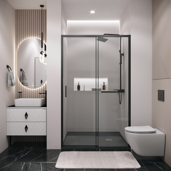 Душевая дверь Grossman Style 100 см 100.K33.05.100.21.00, чёрный матовый/прозрачное фото 4