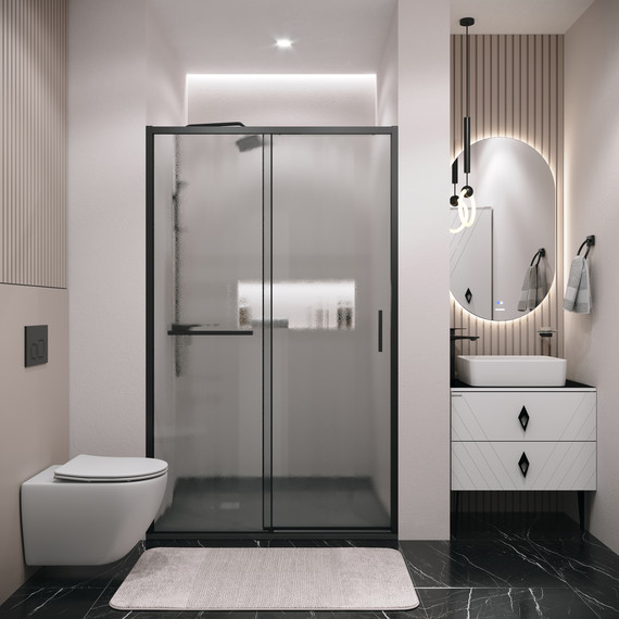 Душевая дверь Grossman Style 120 см 100.K33.05.120.21.02, чёрный матовый/шиншилла - 5 Душевая дверь Grossman Style 120 см 100.K33.05.120.21.02, чёрный матовый/шиншилла фото 5