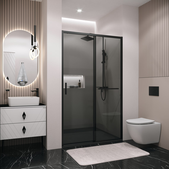 Душевая дверь Grossman Style 120 см 100.K33.05.120.21.10, чёрный матовый/тонированное - 4 Душевая дверь Grossman Style 120 см 100.K33.05.120.21.10, чёрный матовый/тонированное фото 4