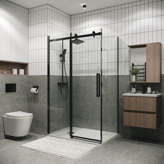Душевое ограждение Grossman Classic 120x90 см 120.K33.04.1290.21.00, чёрный матовый/прозрачное фото 