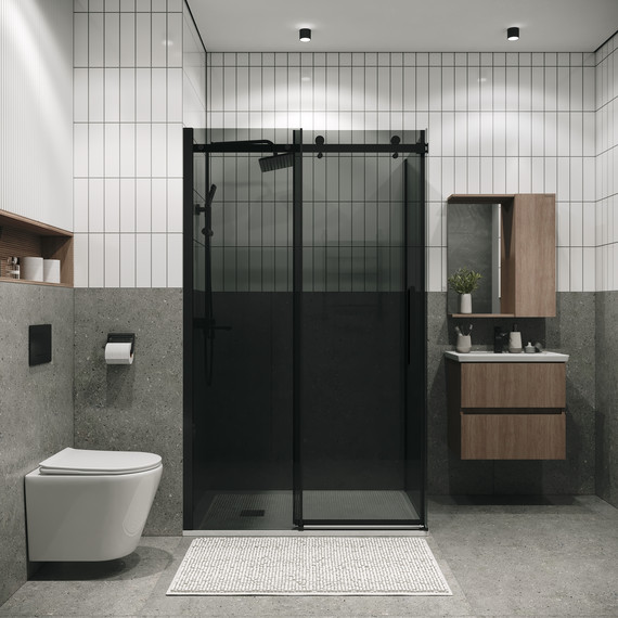 Душевое ограждение Grossman Classic 110x90 см 120.K33.04.1190.21.10, чёрный матовый/тонированное фото 