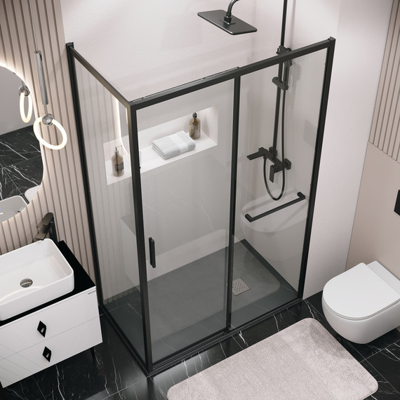 Душевое ограждение Grossman Style 100x80 см 120.K33.05.1080.21.00, чёрный матовый/прозрачное фото 3